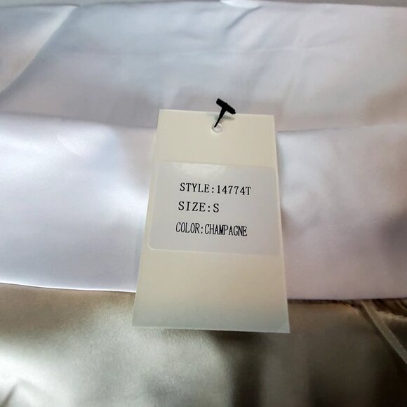 Idem Ditto Champagne Satin Mini Slip Dress S Polyester Lightweight, breathable - Picture 6 of 9